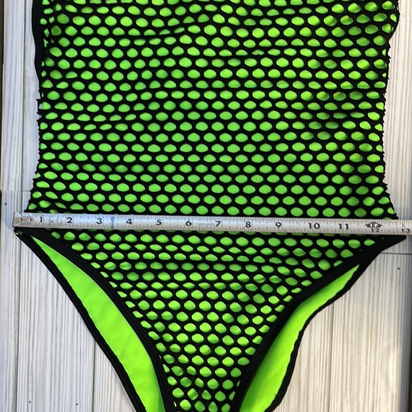 💥 Lime Green & Black Net One Piece Swimsuit | Small - Picture 7 of 12